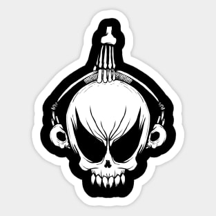 Skull head with skull headphone Sticker